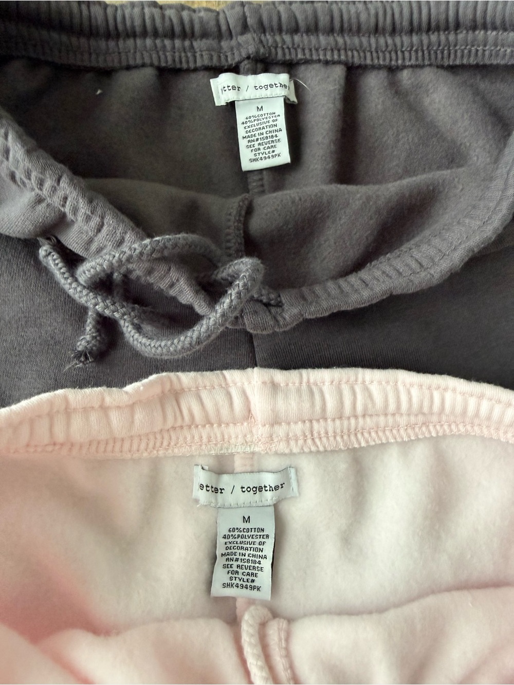Women’s Athletic Drawstring Shorts - Light Pink and Charcoal - Picture 3 of 5